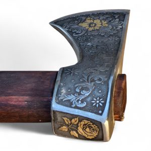 FLORA Wallachian Axe, traditional shepherd's axe - etched, gold plated