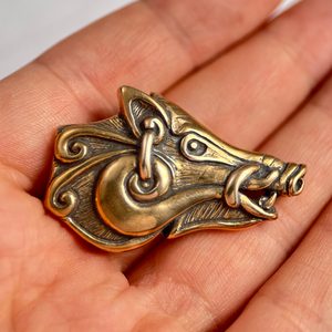 Celtic Boar - head, bronze pendant
