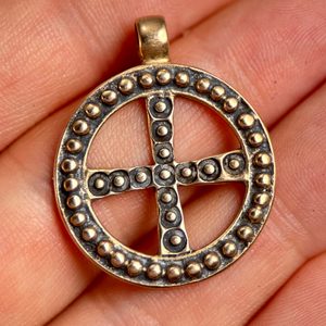 SLAVIC SOLAR CROSS, Empire of Great Moravia, bronze pendant