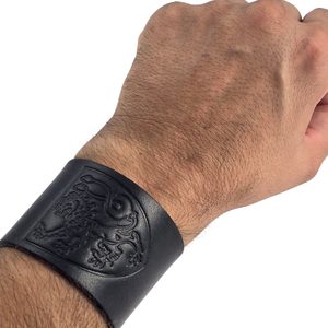 BOHEMIA, leather bracelet with Czech lion, black