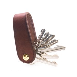 MORLEY, leather keychain cognac