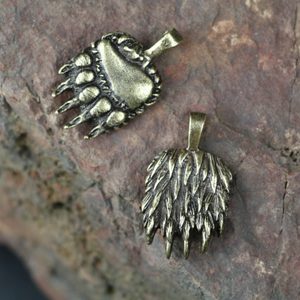 BEAR PAW pendant, zinc, antique brass