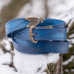 Bleu Roi, ceinture en cuir médiévale