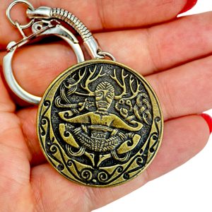 Cernunnos key ring, zinc old brass
