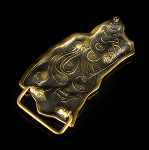 GREY WOLF, belt buckle, brass