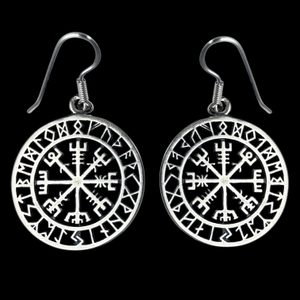 VEGVISIR, Icelandic Rune Earrings, silver