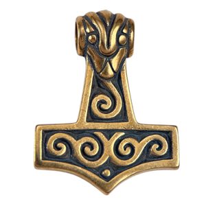 THOR'S HAMMER WITH SPIRALS, bronze pendant