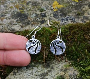 MUSCHEL, Prag Jugendstilschmuck, Anhänger und Ohrringe Silber 925