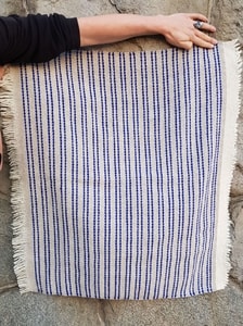 SMALL WOOLLEN THROW, Blue Stripes