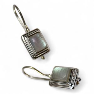 QUATRO, silver earrings, rainbow moonstone, Ag 925/1000