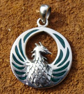 Lever de Phénix, argent et malachites - PT-2819