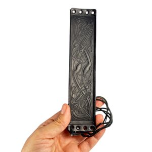 Leather bracelet, Irish dogs, black