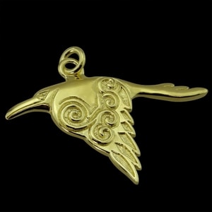 CORVUS Pendentif corbeau celtique, or 14k