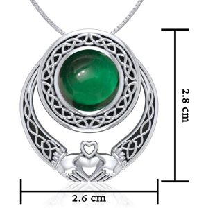 LARGE CLADDAGH PENDANT, GREEN, AG 925 - PENDENTIFS{% if kategorie.adresa_nazvy[0] != zbozi.kategorie.nazev %} - BIJOUX EN ARGENT{% endif %}