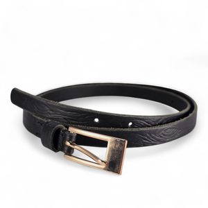Ceinture en cuir pour femmes, écorce, noire