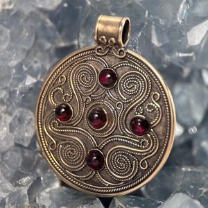 BATTERSEA, britischer Luxusschmuck, Bronze, Granat