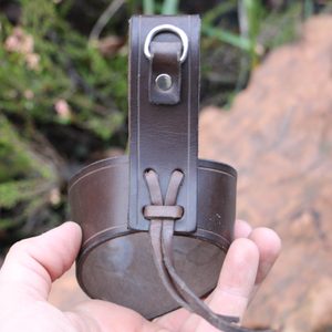 LAPONIA leather cup holder and Titanium Beer Cup KEITH, Perunika system