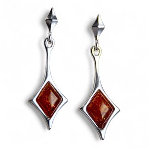JASNA, amber, earrings, yellow, sterling silver