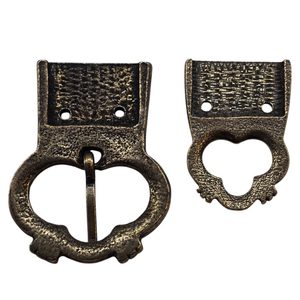 Medieval belt buckle and belt starp end, England, 14th - 15th century