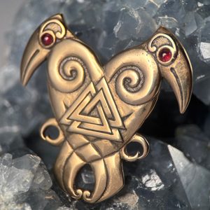HEART OF THE NORTH, Hugin and Munin, bronze viking pendant