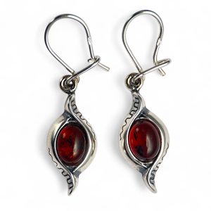 JARA, amber, earrings, sterling silver