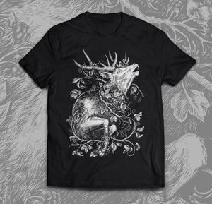HIRSCH, Herren-T-Shirt schwarz, Druiden-Kollektion