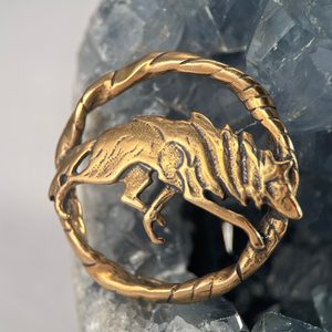 LOUP, broche costume, bronze