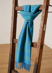 Irish Scarf, Foxford Blue &amp; Green Check Lambswool Scarf
