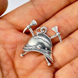 Old Fire Helmet, pendant sterling silver