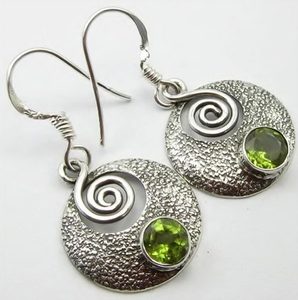 BELTINE, silver earrings, peridot, Ag 925/1000