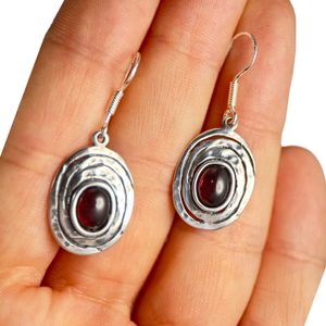 AGARA, Ohrringe, Silber 925, Granat