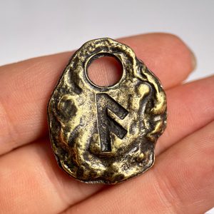 ANSUZ - Pendentif Rune, zinc, laiton antique