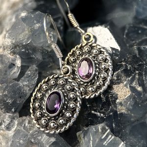 DOMINIA, silver antique earrings, amethyst, Ag 925/1000