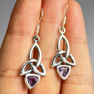 KIRA, earrings, silver and amethyst