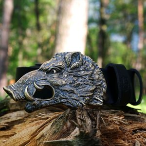 Wild boar, belt buckle, brass