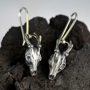 CERF - crâne, boucles d'oreilles argent