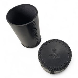 Leather cup for dice with lid - Thor's Hammer