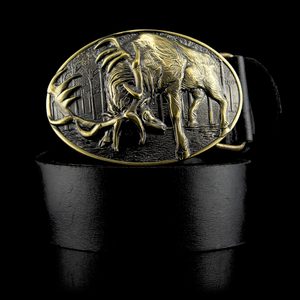 Cerf, boucle de ceinture, laiton
