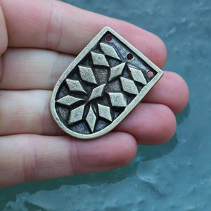 VIKING STRAP END for Belts, Haithabu, zinc - antique brass