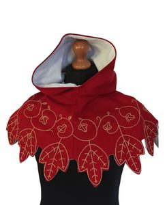 Casquette médiévale, 15e siècle - brodée, rouge