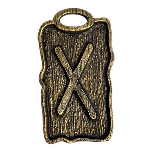 Gebo - amulette runique zinc vieux laiton