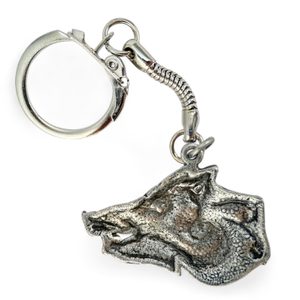 Celtic boar key ring, zinc antique silver