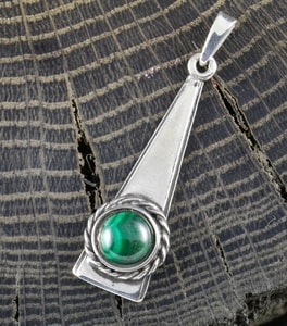 TRIANGLE - Malachite, pendant, silver