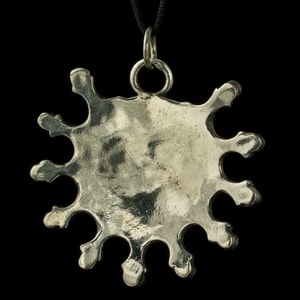 DEVANA, Slavic solar pendant, silver - garnet