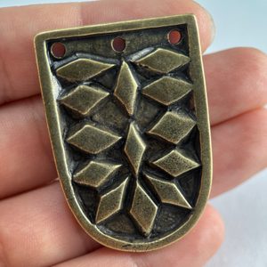 VIKING STRAP END for Belts, Haithabu, zinc - antique brass