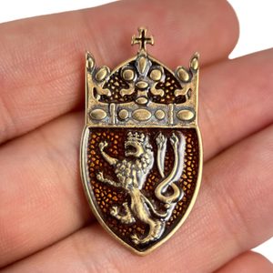 St. Wenceslas Crown - Bohemian Lion, pendant, bronze, enamel