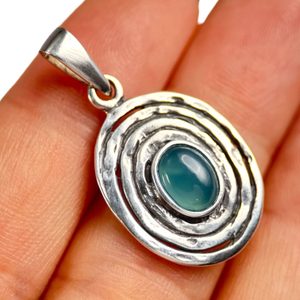 AQUARIUS, sterling silver pendant, blue chalcedony