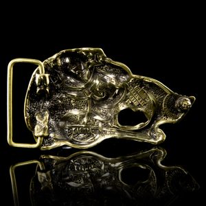 Wild boar, belt buckle, brass
