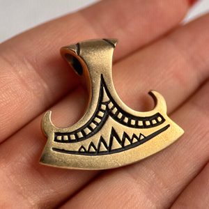 PERUN'S BEARDED AXE, bronze pendant