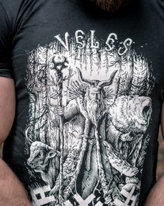 VELES, Slawisches Herren-T-Shirt Naav, schwarz-weiß